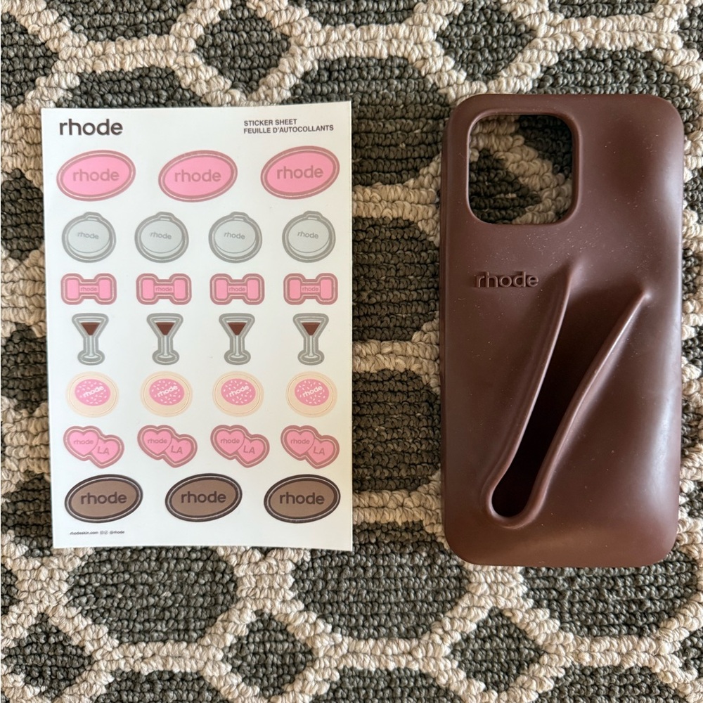 Rhode Chocaolate Phone Case iPhone 16 pro with Sticker Sheet